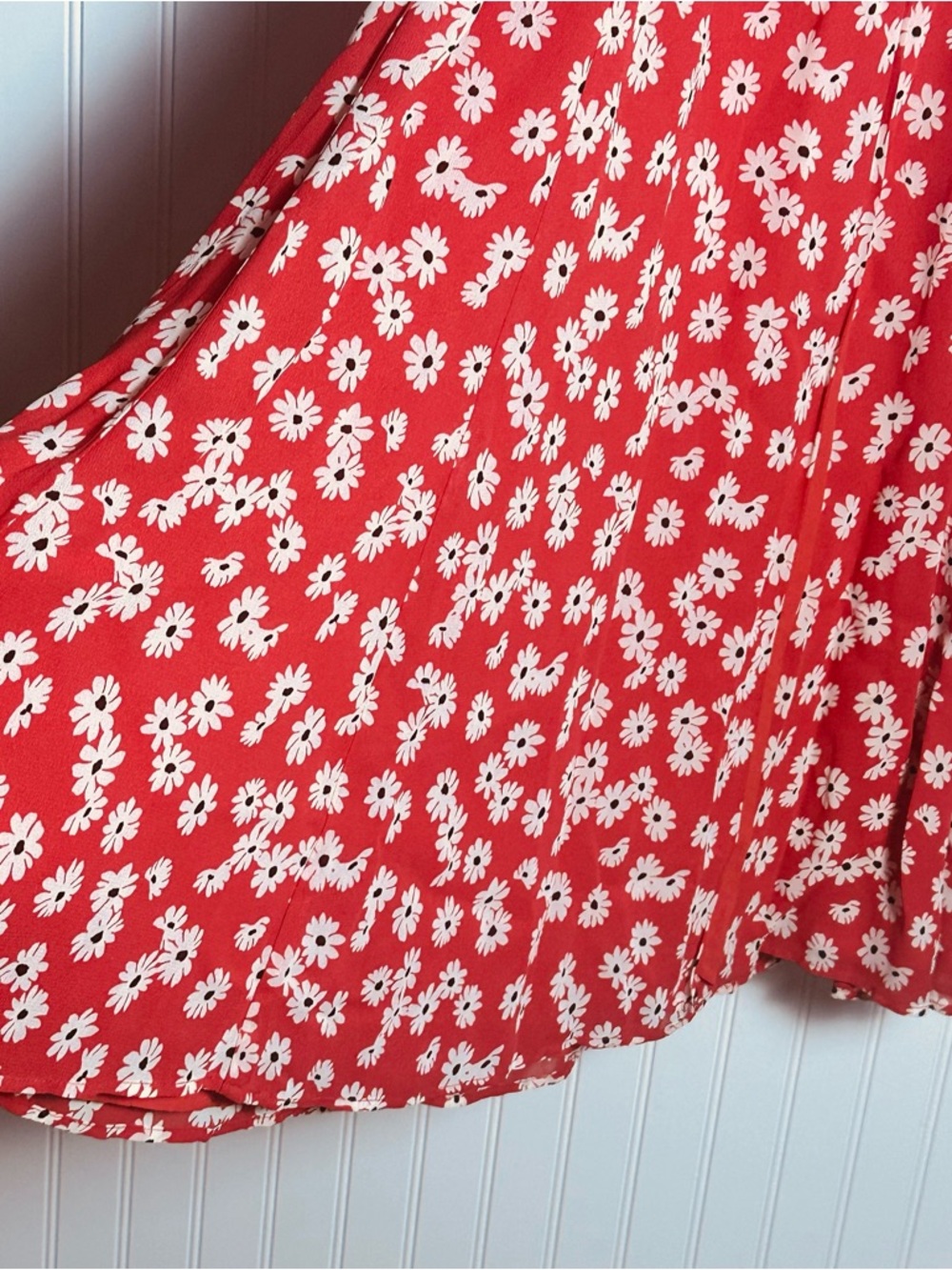 Reformation Red Oopsie Daisy Floral Carina Georgette Wrap Midi Dress Size L - Picture 7 of 13